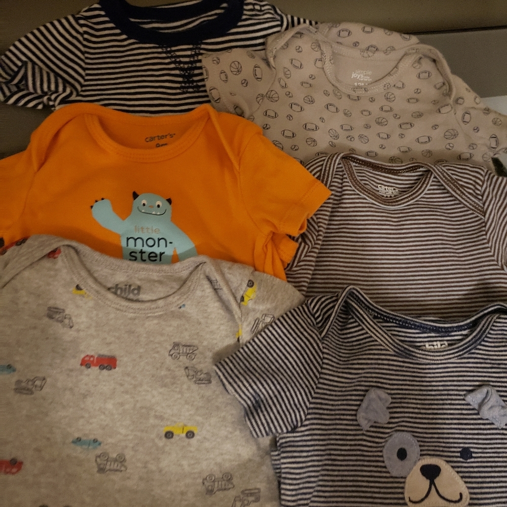 6- Baby boy onesies, different sizes